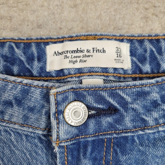 Abercrombie Fitch Denim Jean Shorts Womens 33/16 Loose High Rise Cut Off - Picture 2 of 8